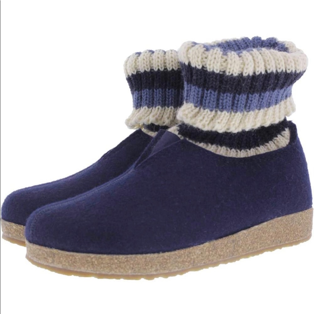 Haflinger Grizzly Felt Clogs - Kristina Captains Blue  EU 38 US 7-7.5